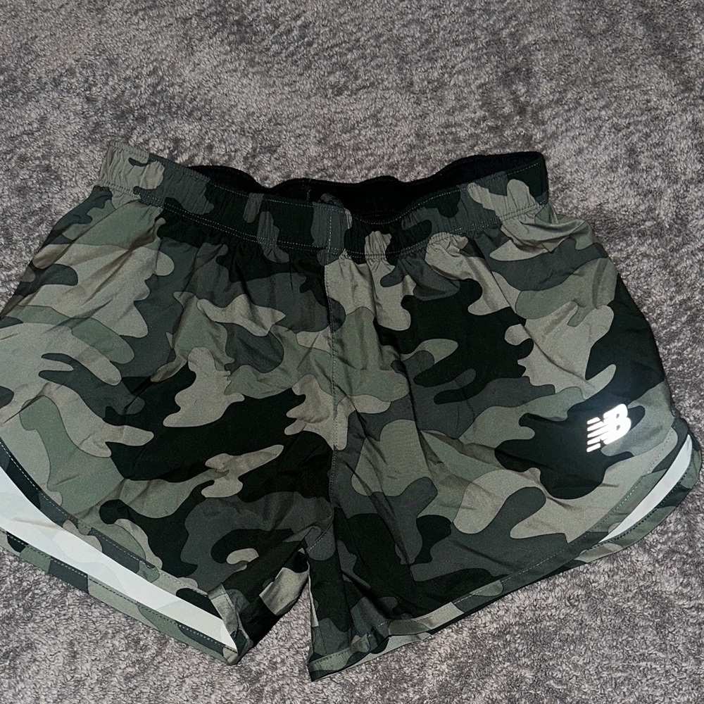 New Balance Women's Athletic Camo Shorts - Black and Green